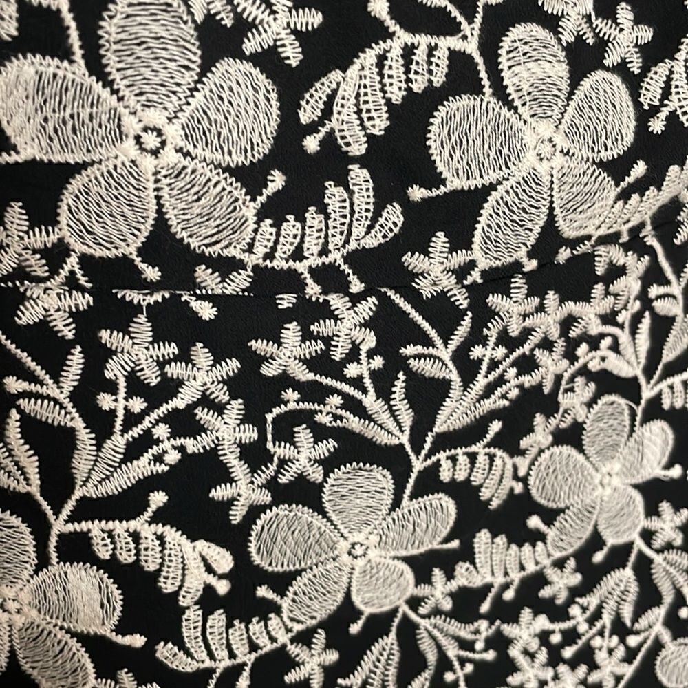 EUC Eva Franco at Anthropologie Black & Off-White Floral Embroidery Dress - Picture 5 of 8